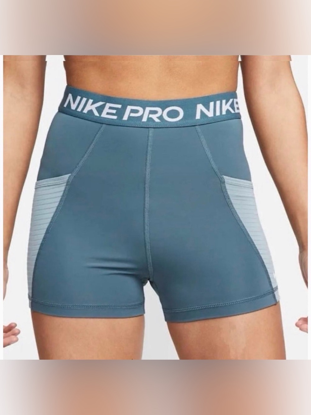 Nike Pro Women's Slate Blue High-Waist Athletic Shorts
